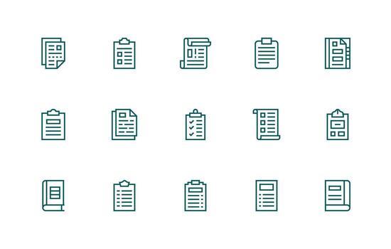 Forms Icon Set with 15 Regular Line Graphics Neatly Designed Icons for Web Platforms vector