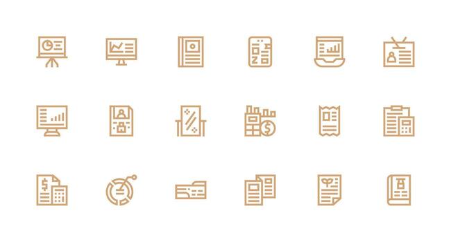 Strong Stroke Line Icons from Summary Set with 18 Vectors Essential Icon Collection