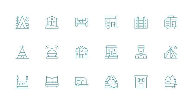 Minimal Line Style Lodging Icons with 18 Vectors Reusable Icon Set