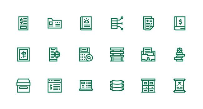 18 Strong Stroke Line Vectors for Records Theme Essential Icons for Rapid UI Building