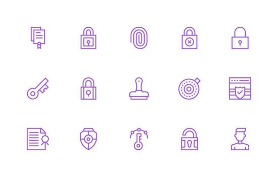 Authentication featuring 15 Icons in Regular Line Design Design Ready Icon Set for Teams vector