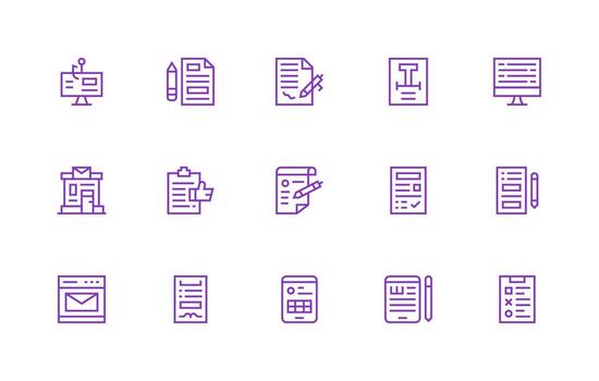 Regular Line Icons from Online Form Set with 15 Vectors Modern Line and Glyph Icon Series