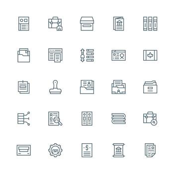 Medium Stroke Outline Style Records Icons with 25 Vectors Scalable Icons for All Themes