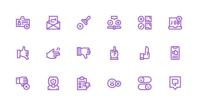 Rejection Icon Collection with 18 Strong Stroke Line Designs Flexible Icon System for Web Interfaces vector