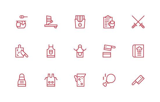15 Preparation Icons in Regular Line Aesthetic Customizable Icon Series for Mobile Screens vector