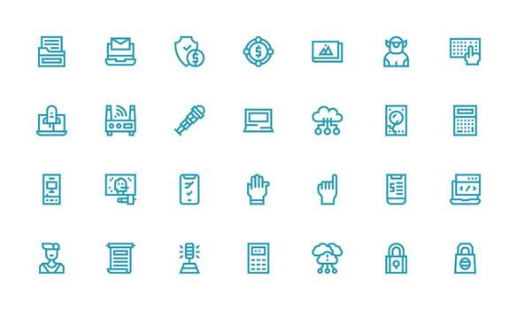 Bold Line Icons from Digital Set with 28 Vectors Design Ready Icon Set for Teams