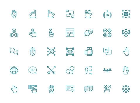 35 Regular Clean Line Icons for Interaction Graphics High-Resolution Icons for Any Platform vector
