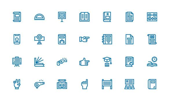 negrita línea estilo instrucción íconos con 28 vectores reutilizable icono conjunto