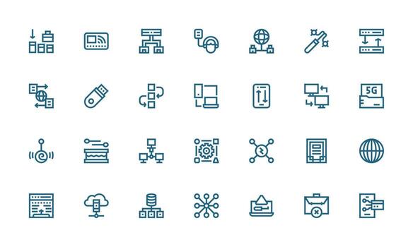 datos transferir visual paquete conteniendo 28 negrita línea íconos pulcramente diseñado íconos para web plataformas vector