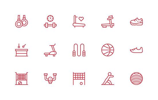 Physical Activity Icon Collection with 15 Regular Line Designs Well-Structured Icons for Creative Use vector