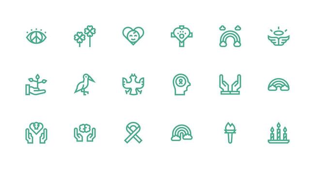 Hope Design Icons featuring 18 in Strong Stroke Line Style Simple Icons for Interface and Wireframes vector