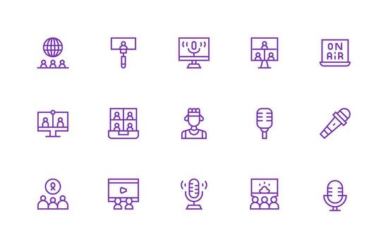 Regular Line Icons from Webinar Set with 15 Vectors Multi-Purpose Icon Pack for Templates