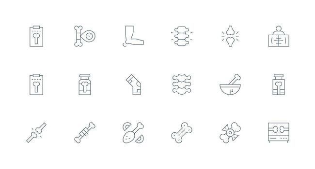 Minimal Line Style Bone Icons with 18 Vectors Clear and Concise Icon Set Collection