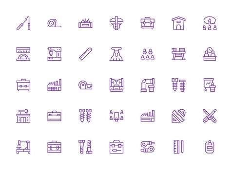 taller icono conjunto con 35 regular limpiar línea gráficos detallado icono colección para diseño sistemas vector