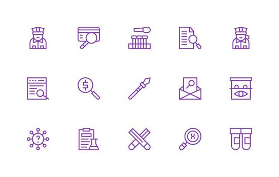 Regular Line Icons from Investigation Set with 15 Vectors Essential Icon Set for Teams