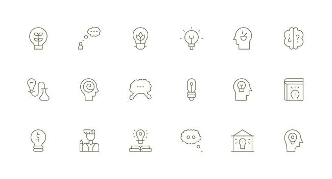 18 Icons for Idea in Minimal Line Format Icon Pack for UI vector