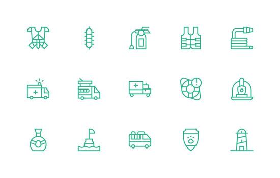 regular línea íconos desde rescate conjunto con 15 vectores organizado paquete para proyecto bienes