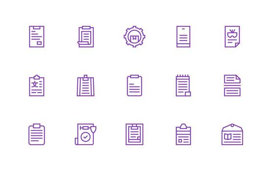 15 pautas íconos en regular línea estético flexible icono sistema para web interfaces vector