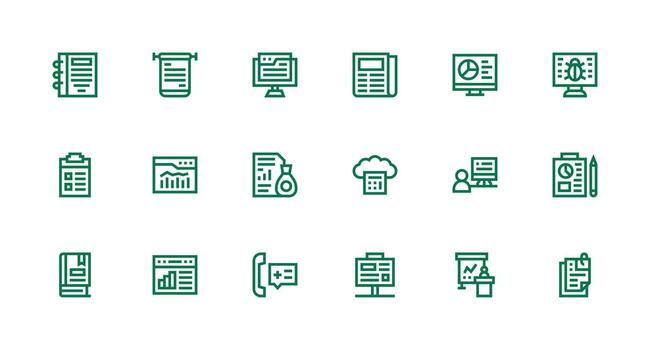 Strong Stroke Line Icons from Report Set with 18 Vectors Quick Access Icons for UI Development