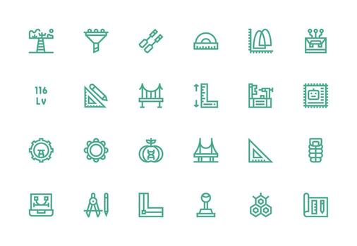 Engineering Icon Set with 24 Thick Line Line Graphics Icons Built for Visual Consistency Pack vector