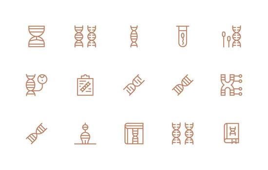 15 Regular Line Vectors for Genetics Theme Simplified Icon Pack for Visual Tools