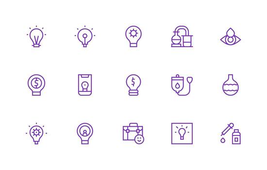 Solution Design Icons featuring 15 in Regular Line Style High-Resolution Icons for Any Platform vector