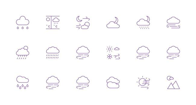 Cloudy Visual Pack containing 18 Minimal Line Icons Basic Icon Series vector
