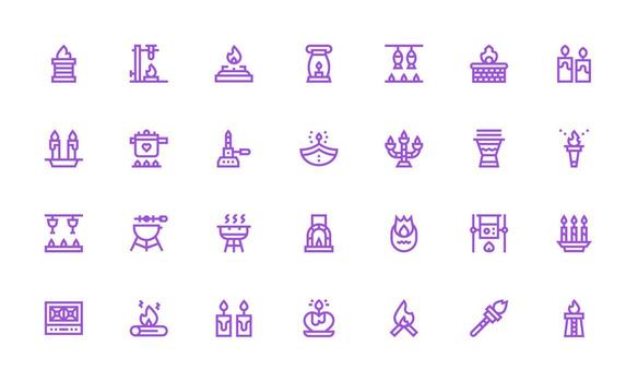 28 Icons for Flame in Bold Line Format Theme-Based Icon Pack vector