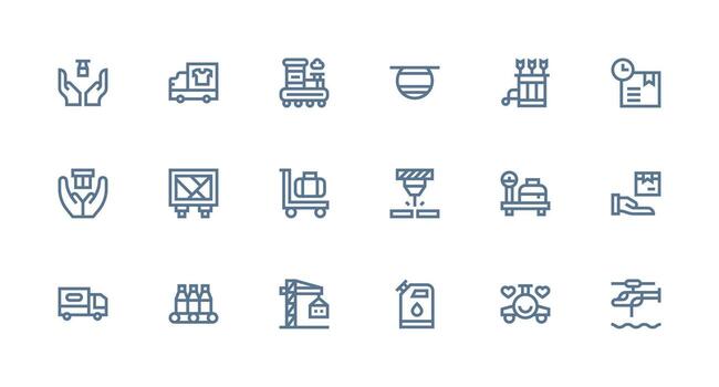 18 Icons for Transporting in Strong Stroke Line Format Style Icon Set vector