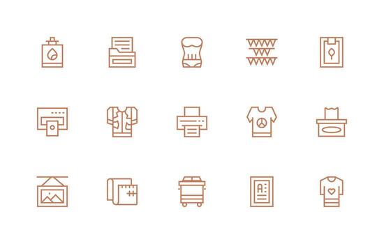 Print including 15 Regular Line Illustrations Interface Icon Collection vector