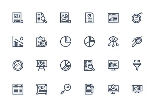 Data Analysis Set with 24 Thick Line Line Icons Design Ready Icon Set for Teams vector
