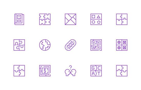 Puzzle featuring 15 Icons in Regular Line Design Fully Editable Icon Set for Web vector