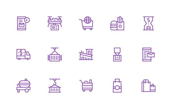 15 Icons for Delivery in Regular Line Format Pixel Perfect Icon Set vector