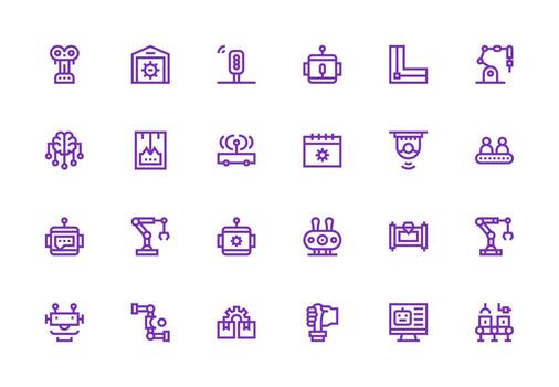Thick Line Line Icons from Automation Set with 24 Vectors Flexible Icon System for Web Interfaces