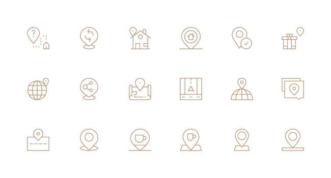 Geolocation Icon Collection with 18 Minimal Line Designs Scalable Icons for Cross-Platform Interfaces vector