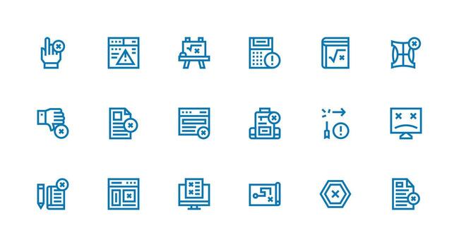 Strong Stroke Line Icons from Incorrect Set with 18 Vectors UI Icon Set