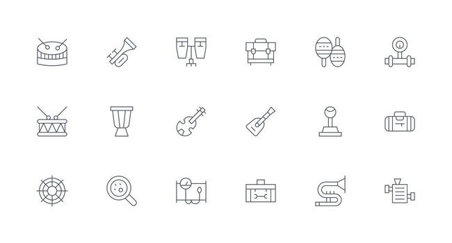 Minimal Line Style Instrumentation Icons with 18 Vectors Functional Icon Series