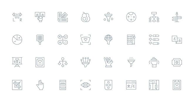 32 Thin Line Icons for Selection Graphics General Use Icon Pack vector