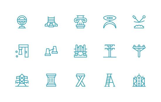 15 Regular Line Vectors for Support Structure Theme High-Quality Icon Pack