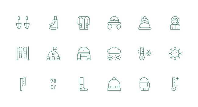 Minimal Line Style Cold Weather Icons with 18 Vectors Clear and Concise Icon Set Collection