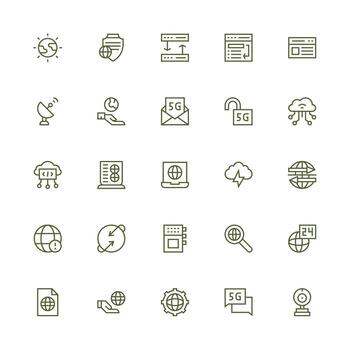 25 Medium Stroke Outline Style Icons from Internet Collection High-Resolution Icons for Any Platform vector