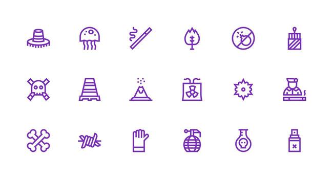 18 Icons for Hazard in Strong Stroke Line Format Customizable Icon Series for Mobile Screens vector