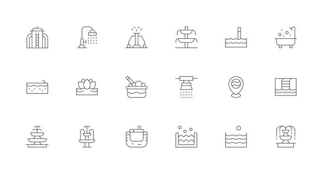 Minimal Line Icons from Water Feature Set with 18 Vectors Minimal Icon Set for Interface Projects