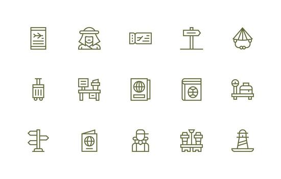 15 íconos para viajero en regular línea formato pulcramente diseñado íconos para web plataformas vector