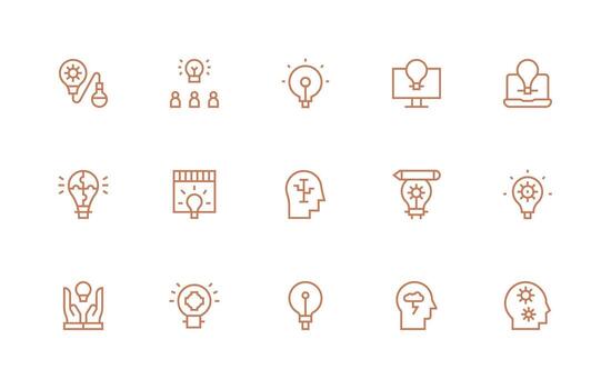 15 Regular Line Designs for Brainstorming Icons Smart Icon Collection vector