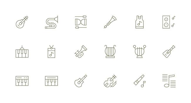 Melody featuring 18 Icons in Minimal Line Design UI Icon Set vector