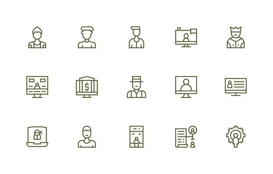 15 cuenta administración íconos en regular línea estético escalable íconos para multiplataforma interfaces vector