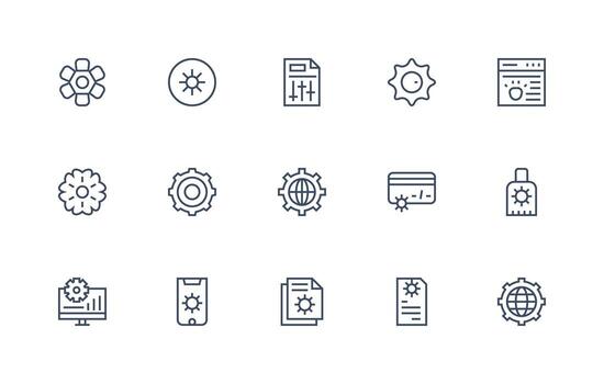 configurar icono colección con 15 regular línea diseños neutral estilo íconos para ninguna proyecto vector