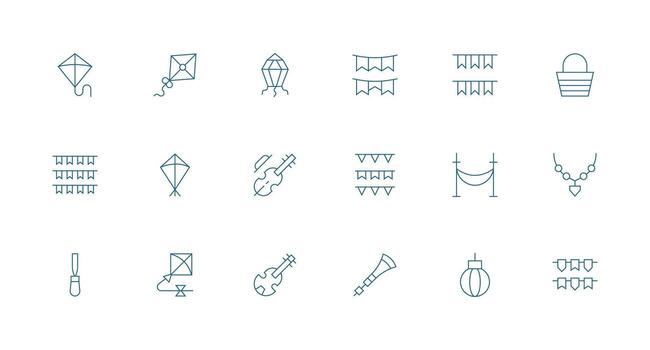Minimal Line Style String Icons with 18 Vectors Multi-Purpose Icon Set