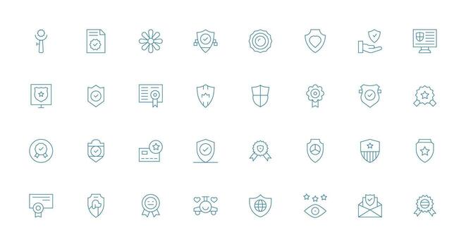 Trustworthy Icon Set with 32 Thin Line Graphics Display Icon Pack vector
